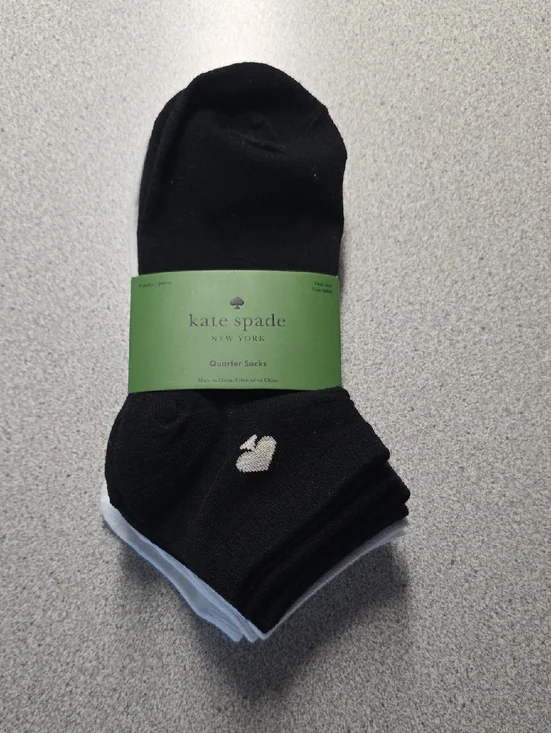 kate spade Black Athletic Quarter Socks with White Heart Detail - Picture 1 of 1